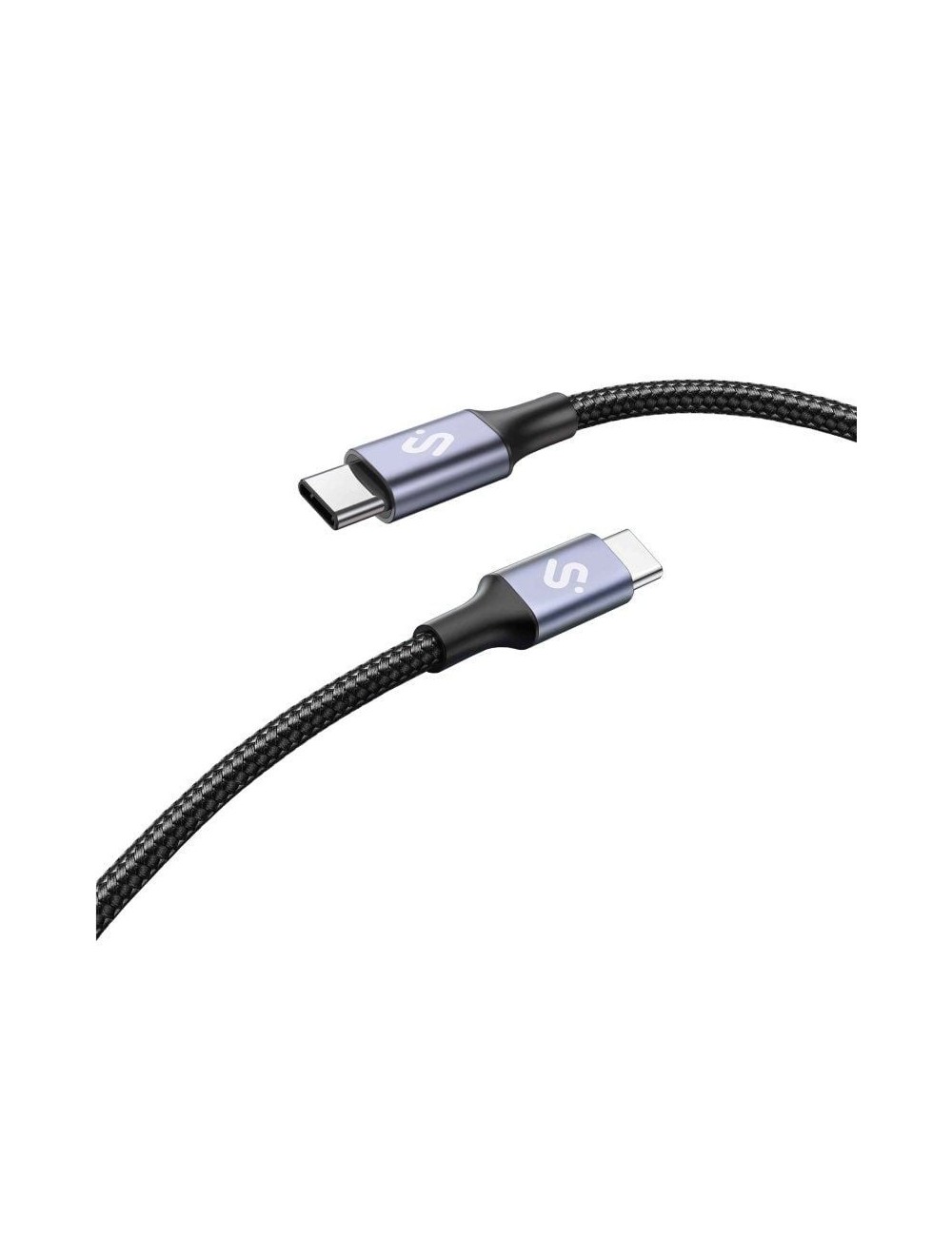 Cable USB 2.0 Tipo-C Subblim Plus/ USB Tipo-C Macho - USB Tipo-C Macho/ Hasta 100W/ 480Mbps/ 2m/ Negro