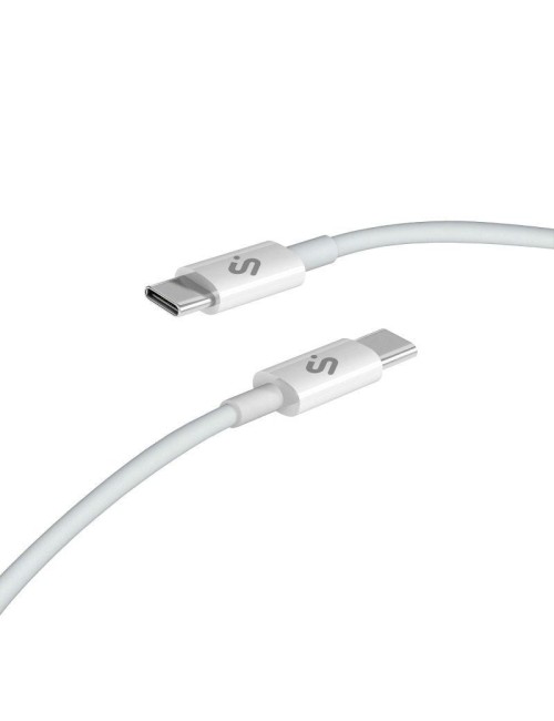 Cable USB 2.0 Tipo-C Subblim Cable Plus/ USB Tipo-C Macho - USB Tipo-C Macho/ Hasta 100W/ 480Mbps/ 2m/ Blanco