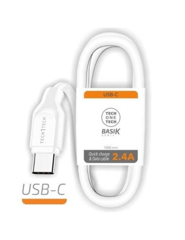 Cable USB Tipo-C Tech One Tech TEC2903/ USB Tipo-C Macho - USB Macho/ 1m/ Blanco