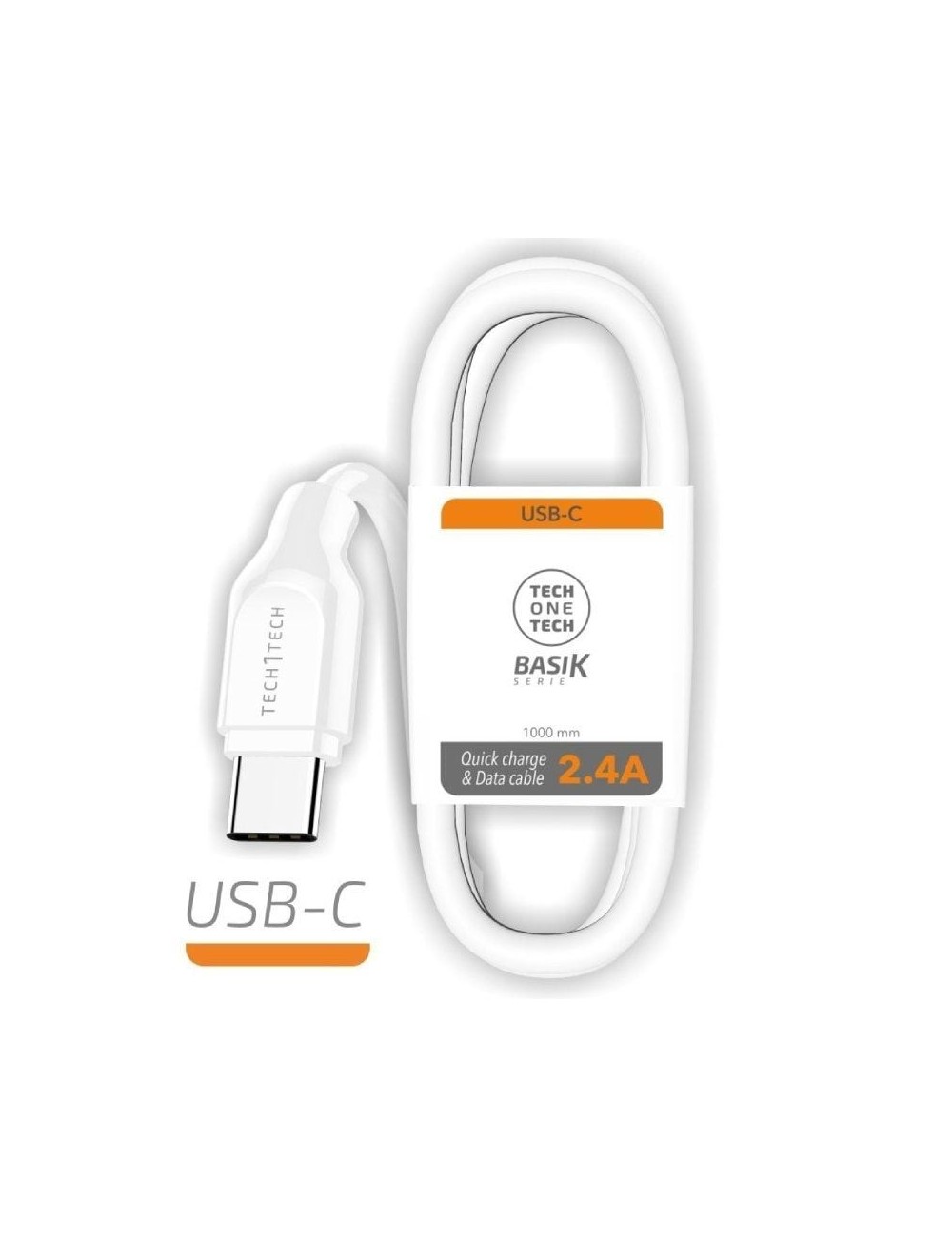 Cable USB Tipo-C Tech One Tech TEC2903/ USB Tipo-C Macho - USB Macho/ 1m/ Blanco