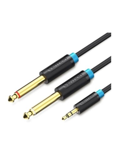 Cable Estéreo Vention BACBI/ Jack 3.5 Macho - 2x Jack 6.5 Macho/ 3m/ Negro