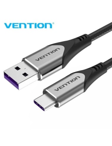 Cable USB 2.0 Tipo-C Vention COFHG/ USB Tipo-C Macho - USB Macho/ Hasta 100W/ 480Mbps/ 1.5m/ Gris