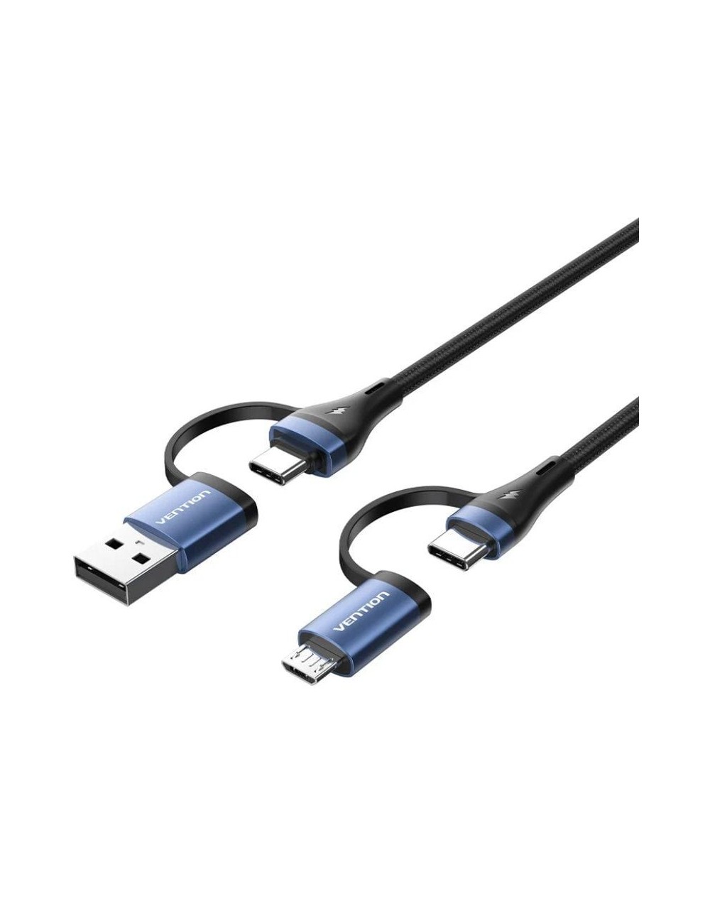 Cable USB 2.0 Tipo-C Vention CTLLF/ USB Tipo-C Macho - USB Macho/ MicroUSB Macho - USB Tipo-C Macho/ Hasta 100W/ 480Mbps/ 1m/ Ne