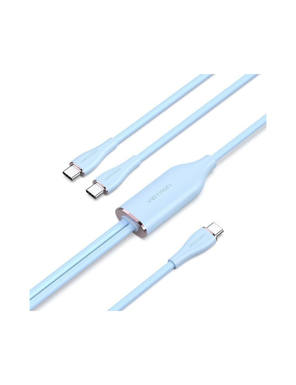 Cable USB Tipo-C Vention CTMSG/ USB Tipo-C Macho - 2 x USB Tipo-C Macho/ Hasta 100W/ 480Mbps/ 1.5m/ Azul