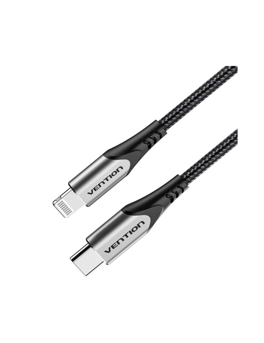 Cable USB 2.0 Tipo-C Lightning Vention TACHH/ USB Tipo-C Macho - Lightning Macho/ 480Mbps/ 2m/ Gris y Negro
