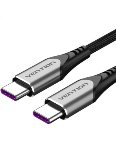 Cable USB 2.0 Tipo-C Vention TAEHG/ USB Tipo-C Macho - USB Tipo-C Macho/ Hasta 100W/ 480Mbps/ 1.5m/ Gris