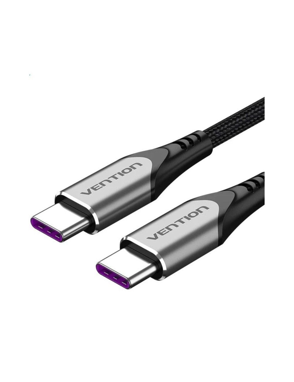 Cable USB 2.0 Tipo-C Vention TAEHG/ USB Tipo-C Macho - USB Tipo-C Macho/ Hasta 100W/ 480Mbps/ 1.5m/ Gris