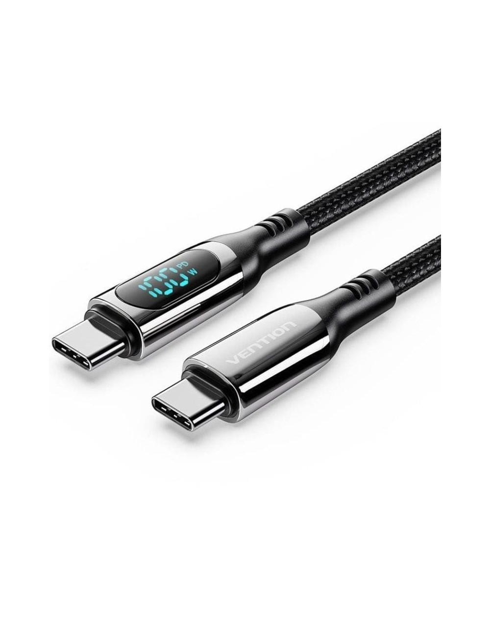 Cable USB 2.0 Tipo-C 5A 100W Vention TAYBAV/ USB Tipo-C Macho - USB Tipo-C Macho/ Hasta 100W/ 480Mbps/ 1.2m/ con Pantalla LED/ N