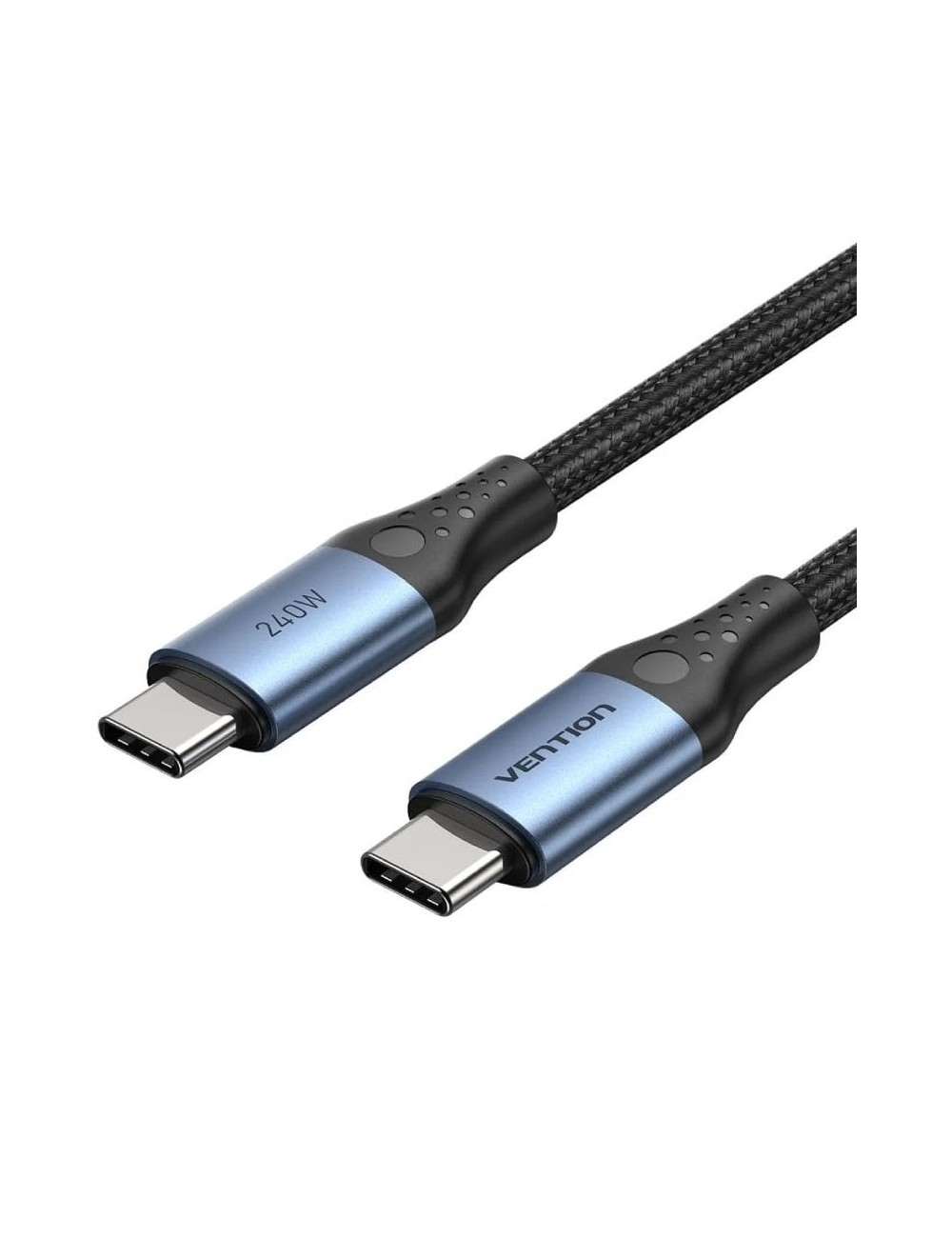 Cable USB 2.0 Tipo-C 5A Vention TREBF/ USB Tipo-C Macho - USB Tipo-C Macho/ Hasta 240W/ 480Mbps/ 1m/ Azul y Negro