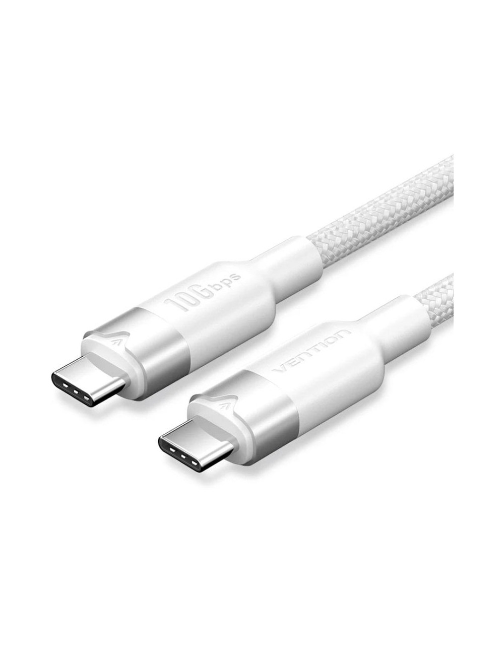 Cable USB 3.2 Tipo-C 5A Vention TRGWF/ USB Tipo-C Macho - USB Tipo-C Macho/ Hasta 100W/ 10Gbps/ 1m/ Blanco