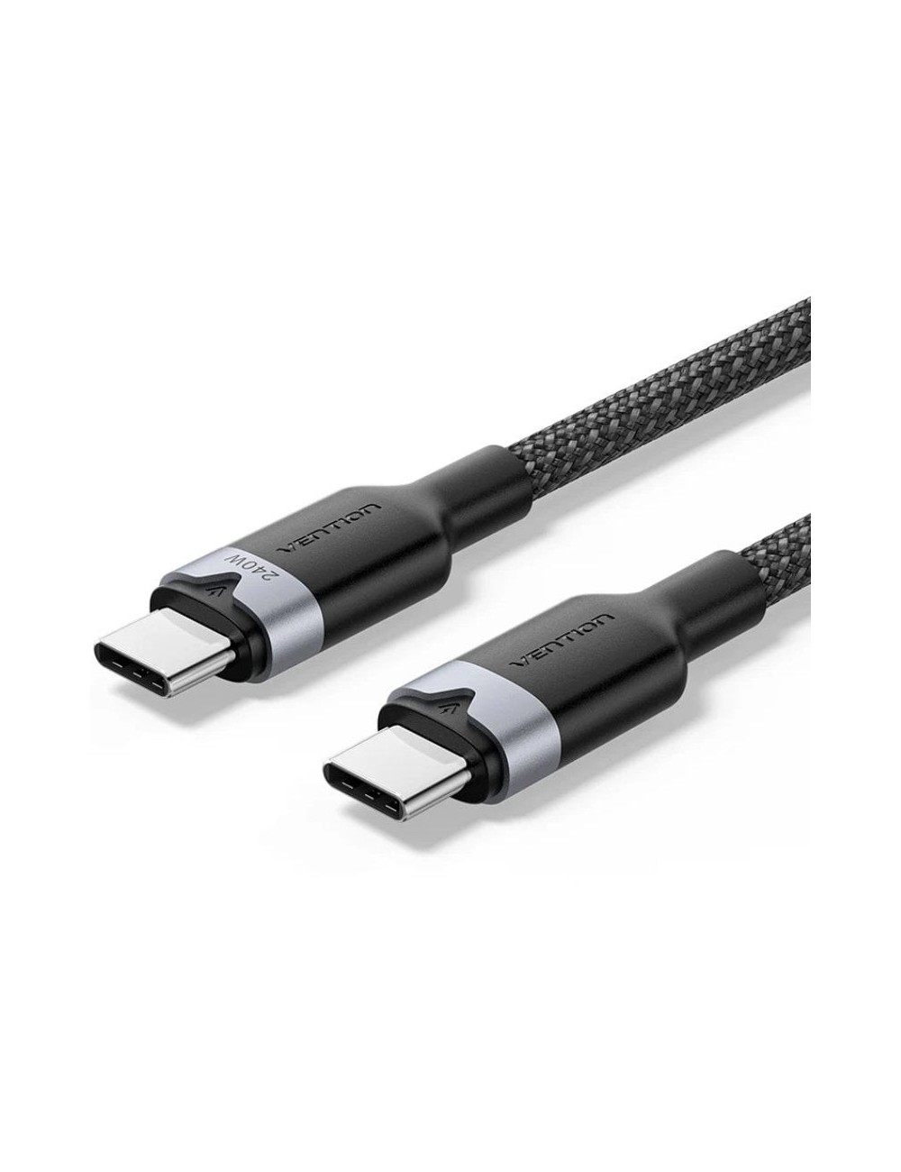 Cable USB 2.0 Tipo-C 5A Vention TRIBF/ USB Tipo-C Macho - USB Tipo-C Macho/ Hasta 240W/ 480Mbps/ 1m/ Negro