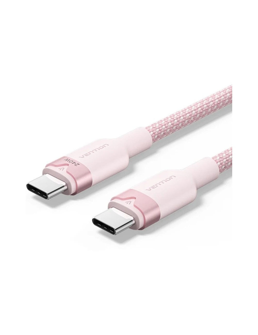 Cable USB 2.0 Tipo-C 5A Vention TRIPH/ USB Tipo-C Macho - USB Tipo-C Macho/ Hasta 240W/ 480Mbps/ 2m/ Rosa