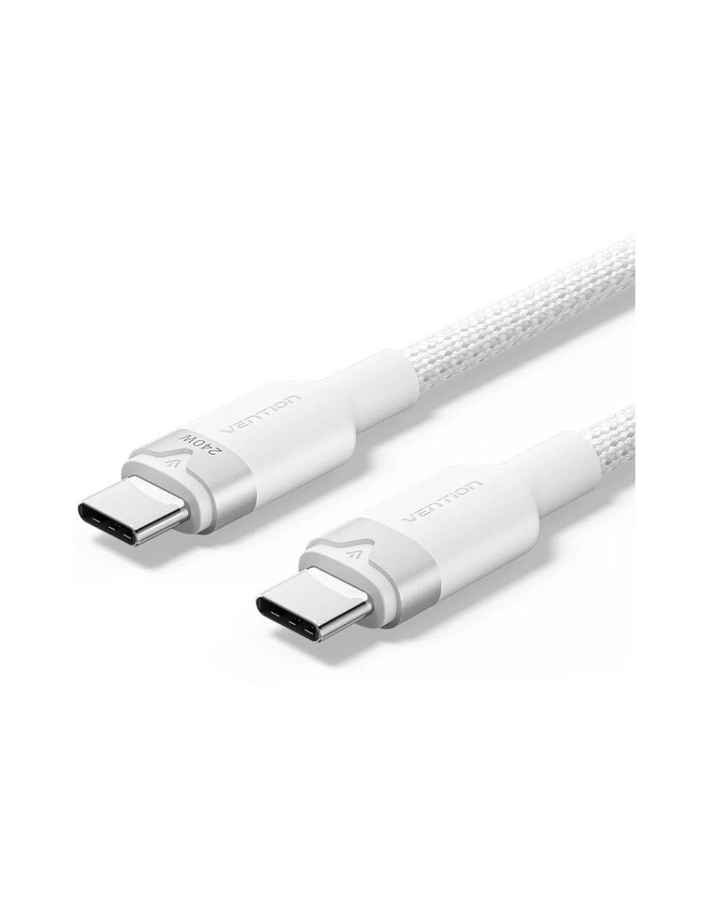 Cable USB Tipo-C 2.0 5A Vention TRIWH/ USB Tipo-C Macho - USB Tipo-C Macho/ Hasta 240W/ 480Mbps/ 2m/ Blanco