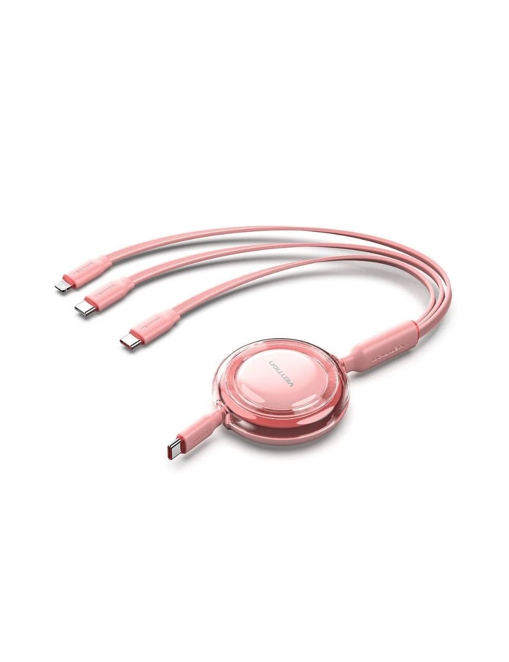 Cable USB Tipo-C 2.0 5A Vention TRJPBE/ USB Tipo-C Macho - 3x USB Tipo-C Macho/ Hasta 100W/ 480Mbps/ 1.1m/ Rosa