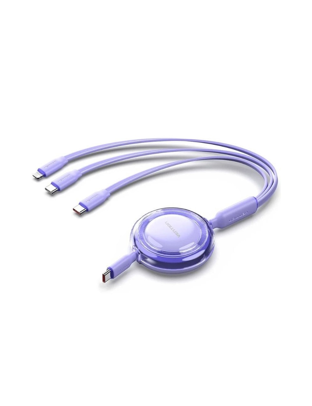 Cable USB Tipo-C 2.0 5A Vention TRKVBE/ USB Tipo-C Macho - 3x USB Tipo-C Macho/ Hasta 100W/ 480Mbps/ 1.1m/ Morado