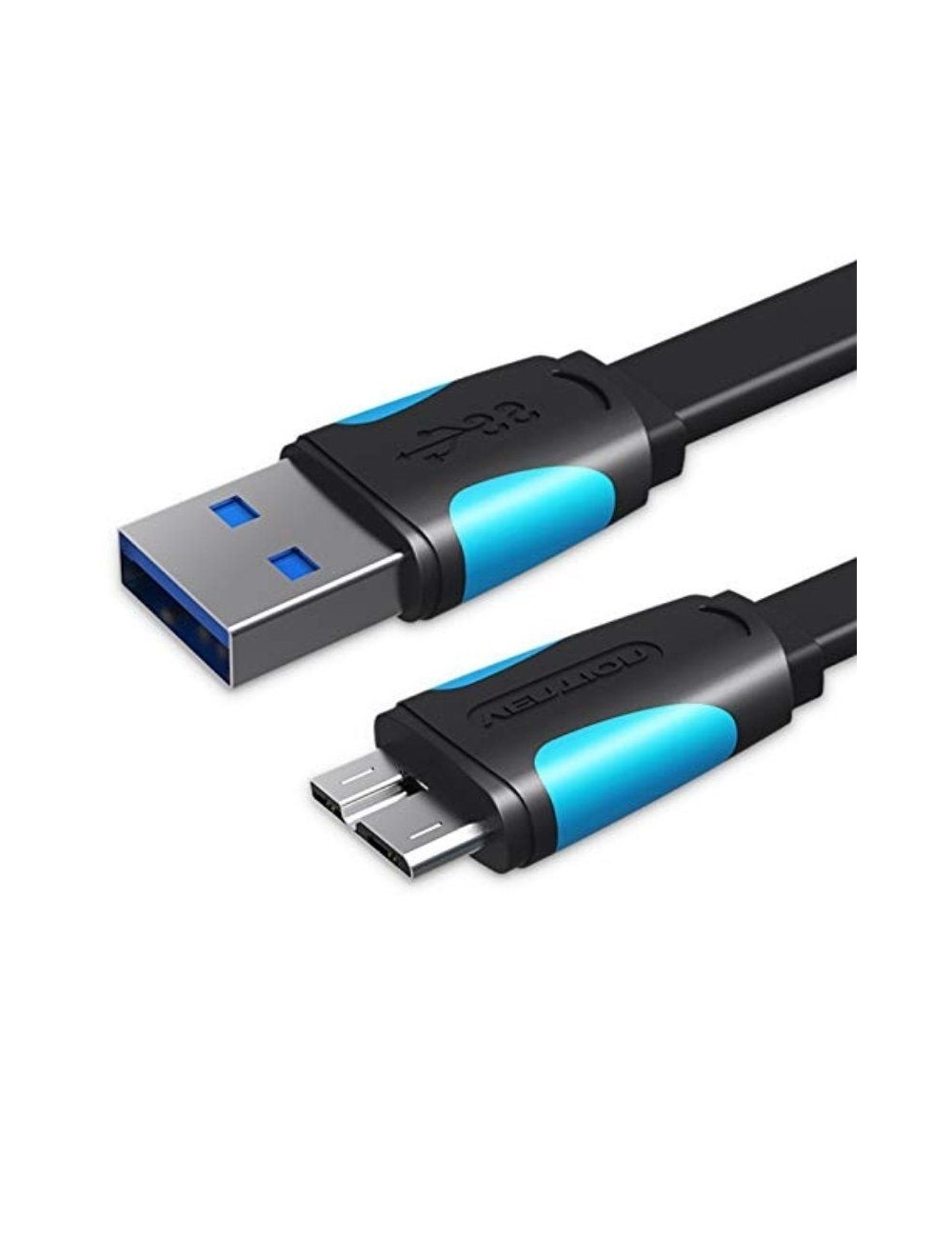 Cable USB 3.0 Vention VAS-A12-B100/ MicroUSB Macho - USB Macho/ Hasta 10W/ 5Gbps/ 1m/ Azul y Negro