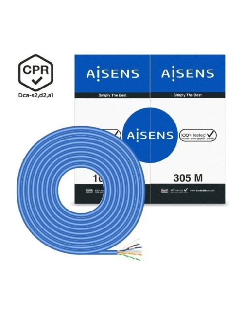 Bobina de Cable RJ45 UTP AWG24 LSZH CPR Dca Aisens A135-0663 Cat.6/ 305m/ Azul