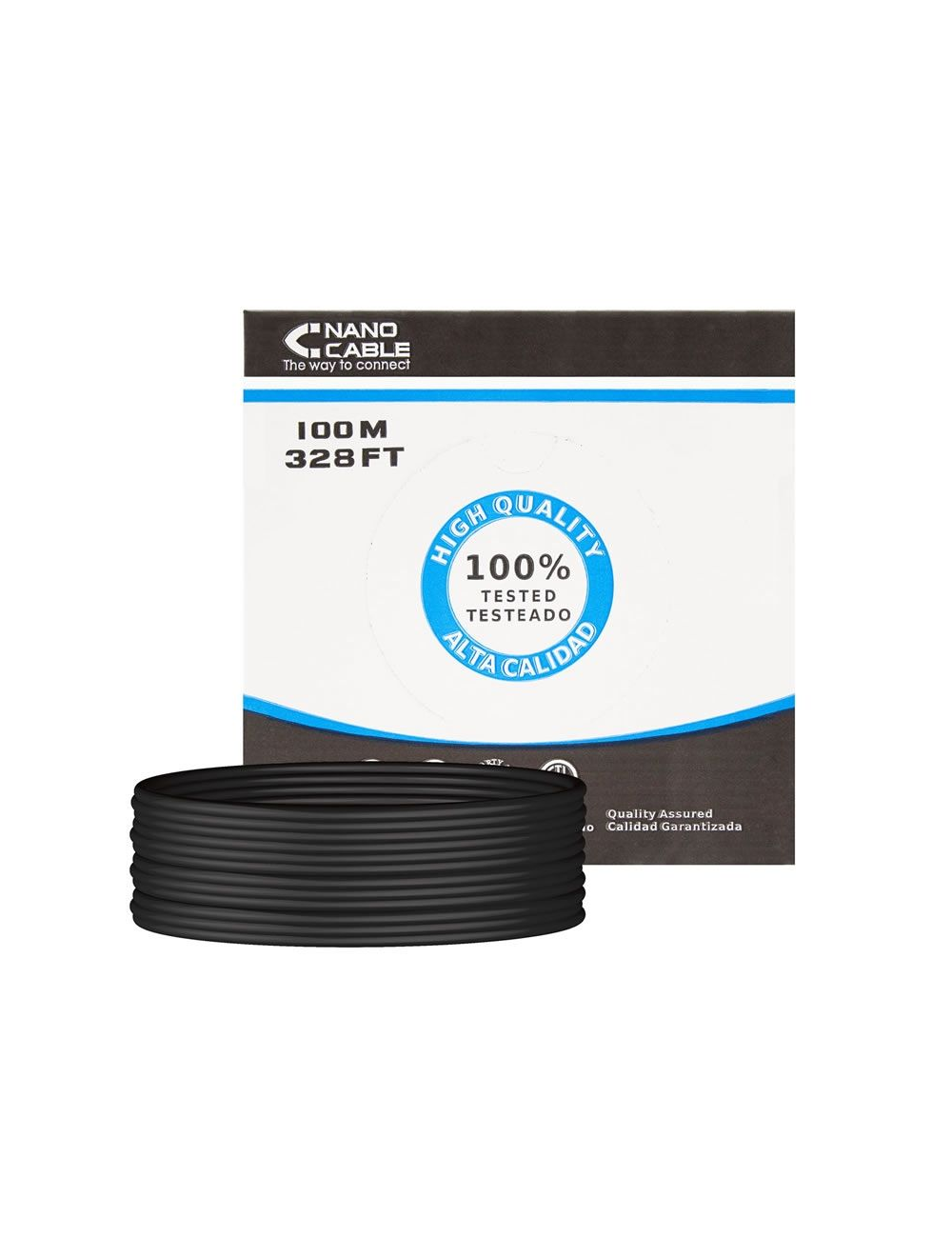 Bobina de Cable RJ45 para Exteriores UTP Nanocable 10.20.0302-EXT-BK Cat.5e/ 100m/ Impermeable/ Negro