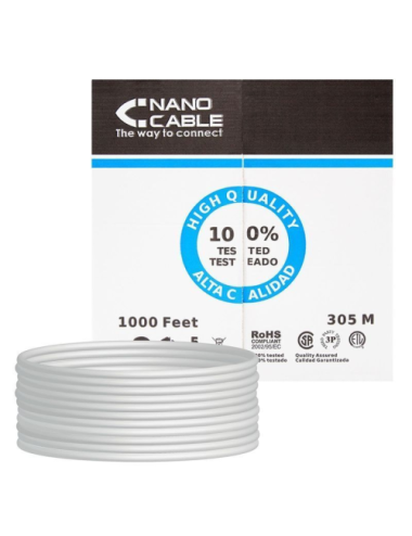 Bobina de Cable RJ45 UTP Nanocable 10.20.0504 Cat.6/ 305m/ Gris
