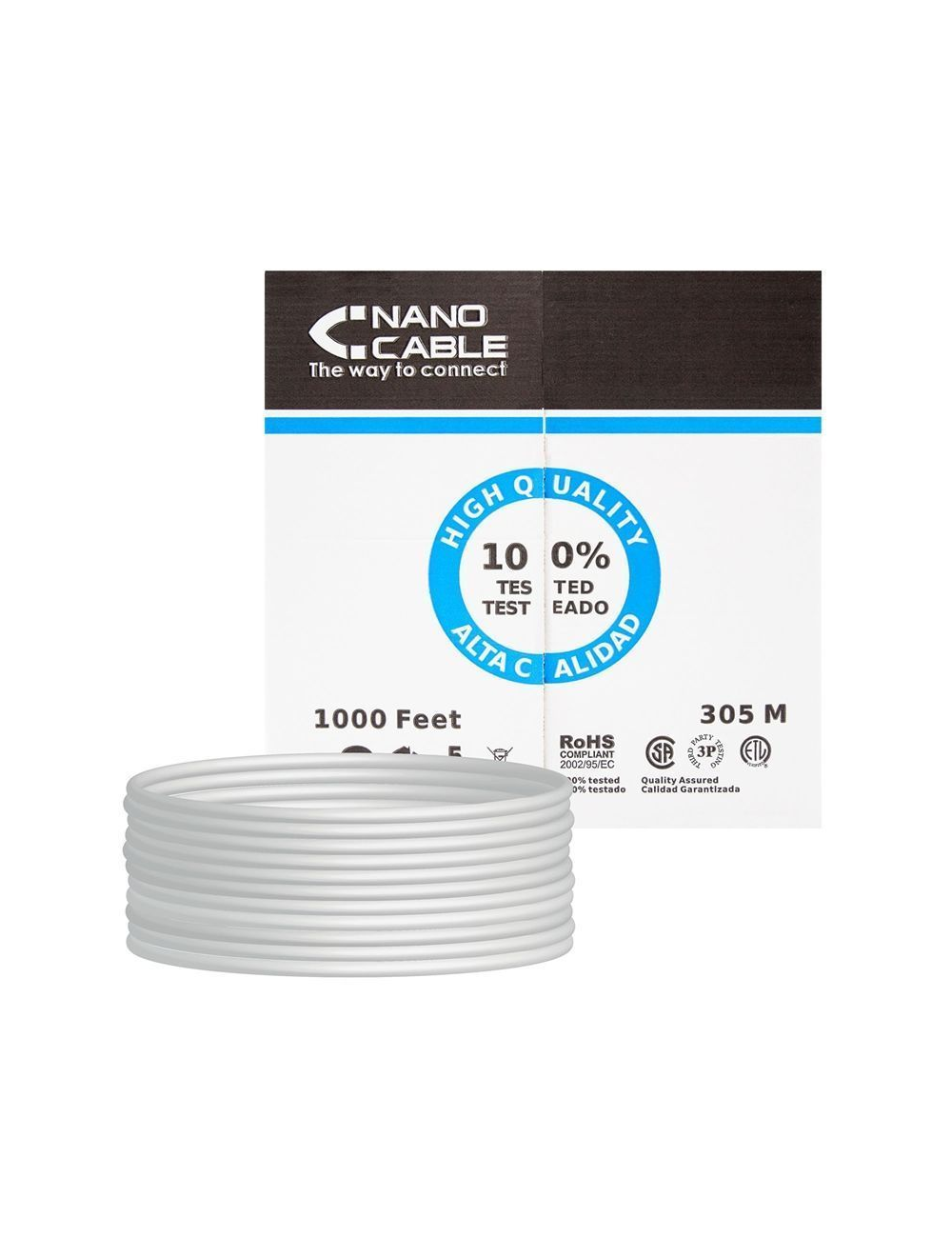 Bobina de Cable RJ45 UTP Nanocable 10.20.0504 Cat.6/ 305m/ Gris
