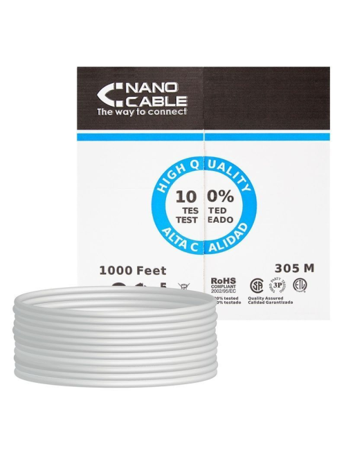 Bobina de Cable RJ45 UTP Nanocable 10.20.0504 Cat.6/ 305m/ Gris