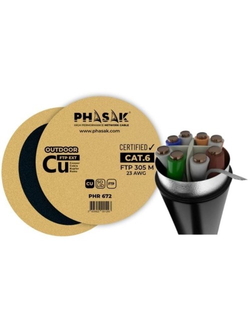 Bobina de Cable RJ45 FTP Phasak PHR 672 Cat.6/ 305m/ Gris