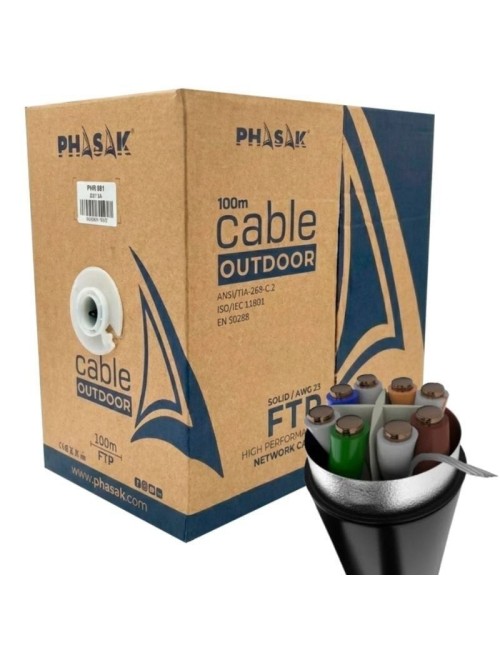 Bobina de Cable RJ45 FTP Phasak PHR 681 Cat.6A/ 100m/ Gris