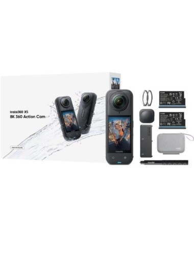 Cámara Digital Deportiva Insta360 X5 Essecial Kit/ 8K/ Ángulo de visión 360º/ Negra