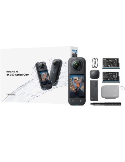 Cámara Digital Deportiva Insta360 X5 Essecial Kit/ 8K/ Ángulo de visión 360º/ Negra