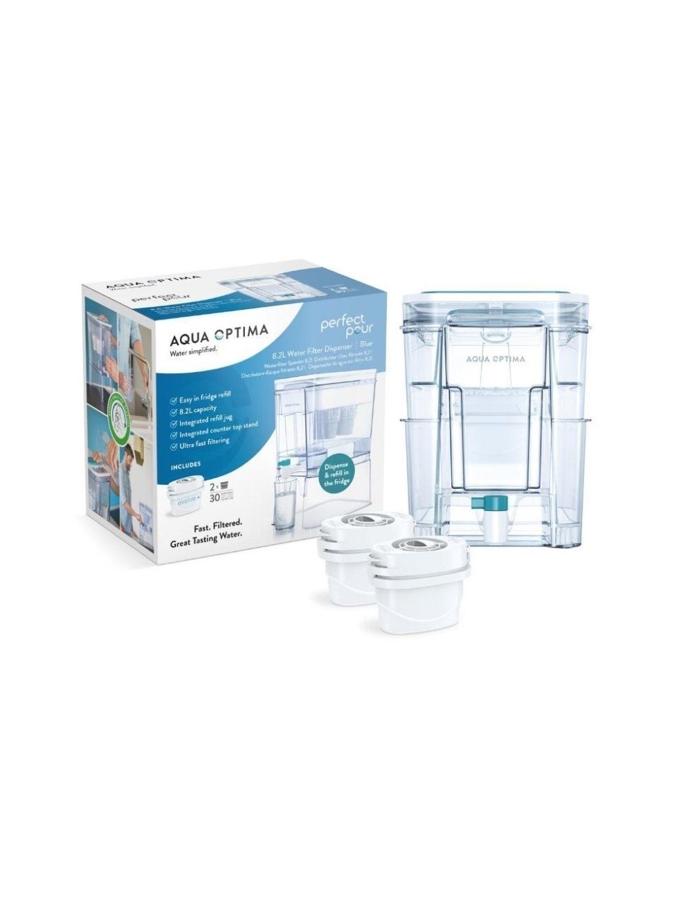 Depósito de Agua Filtrada Aqua Optima WD1000/ 8.2L/ Incluye 2 Filtros