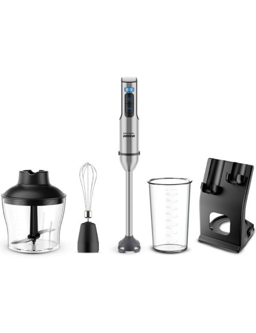 Batidora de mano Grunkel BM-2000SET/ 2000W/ Capacidad 0.8L/ Incluye Vaso, Picadora, Varilla y Soporte
