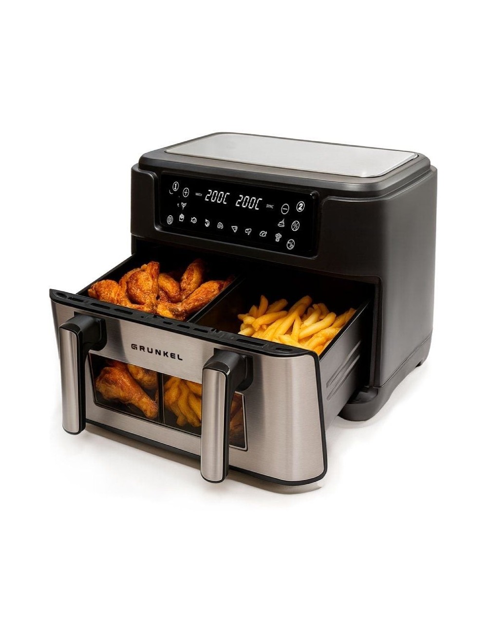 Freidora por Aire Airfryer / Sin Aceite Grunkel Dualflexifryer/ 2800W/ Capacidad 10L