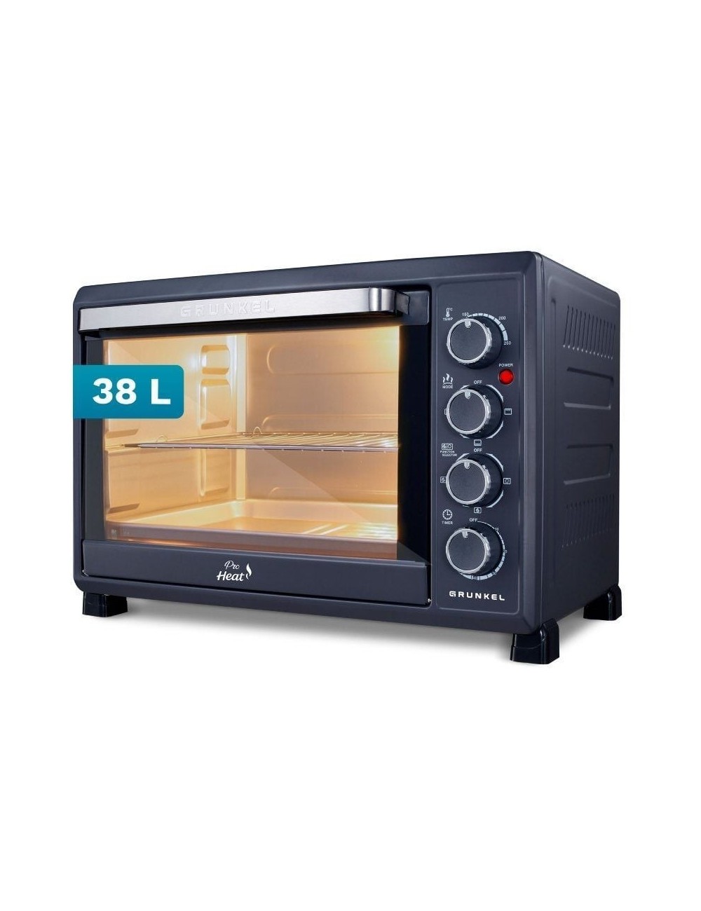 Horno de Sobremesa Grunkel HR-38PRO/ 2000W/ Capacidad 38L/ Negro