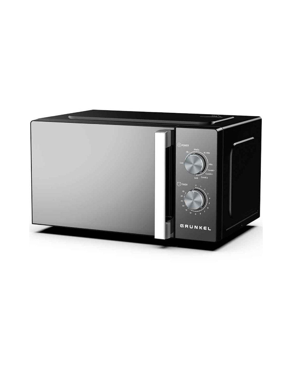 Microondas Grunkel MWG-20ESPEJO/ 800W/ Capacidad 20L/ Función Grill/ Negro
