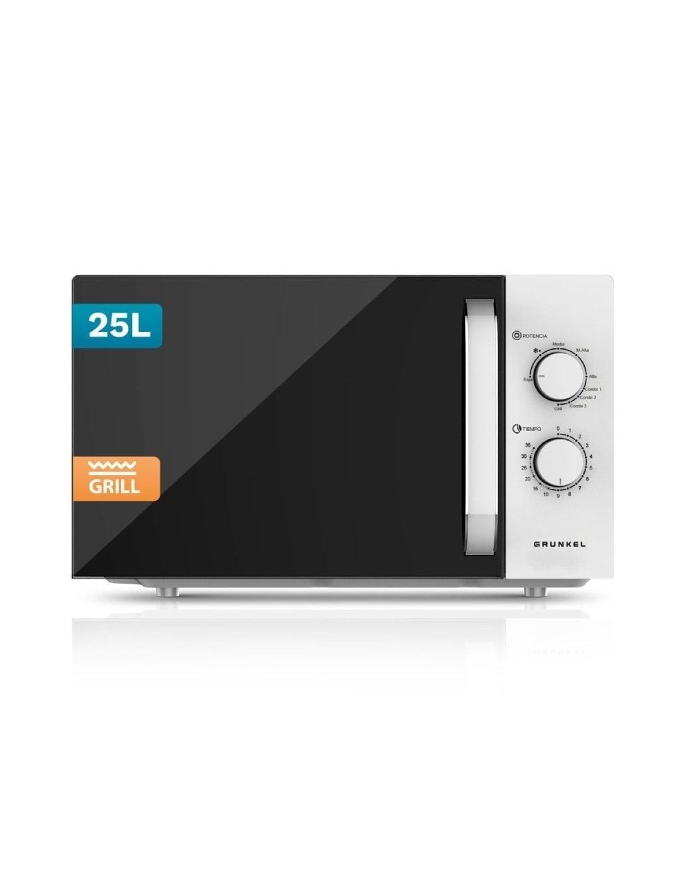Microondas Grunkel MWG-25GRILL/ 850W/ Capacidad 25L/ Funcion Grill/ Blanco