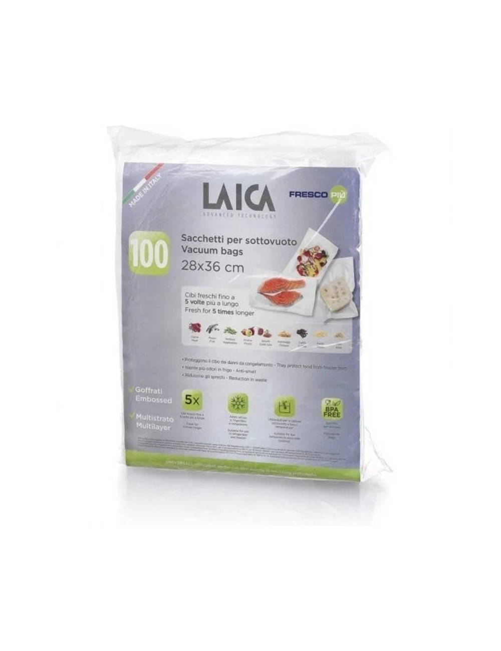 Bolsa para envasar al vacío Laica VT3512/ 28 X 36cm/ 100 bolsas