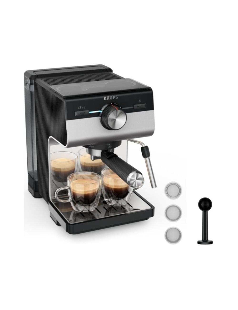 Cafetera Expreso Krups Authentic+ XP384E10/ 1450W/ 15 Bares/ Plateada