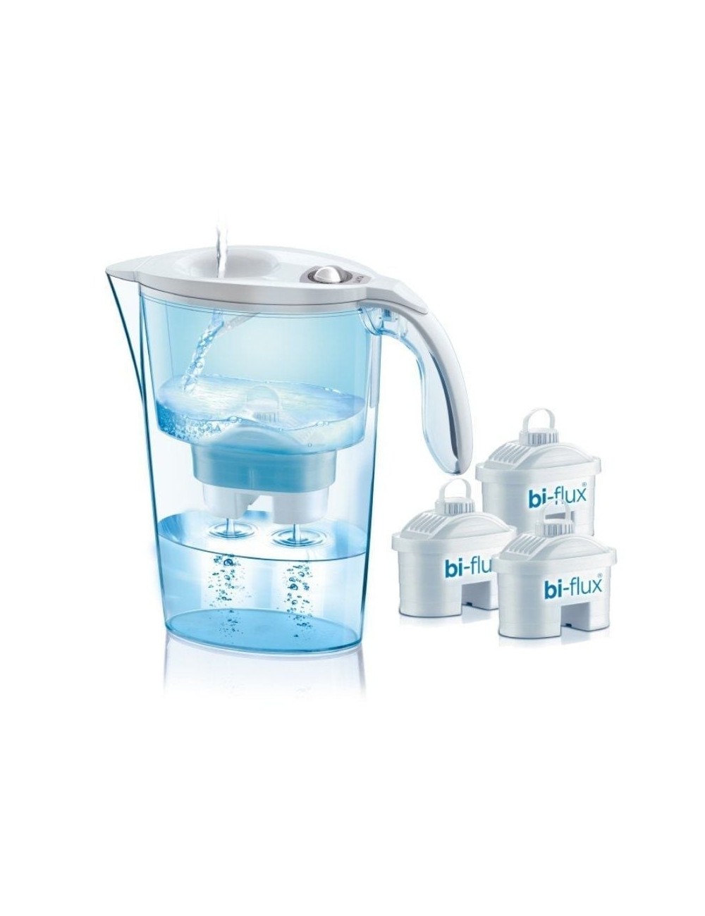 Pack Jarra Filtrante Laica Stream Line/ 2.3L/ Blanca/ Jarra + 3 Filtros BI-FLUX