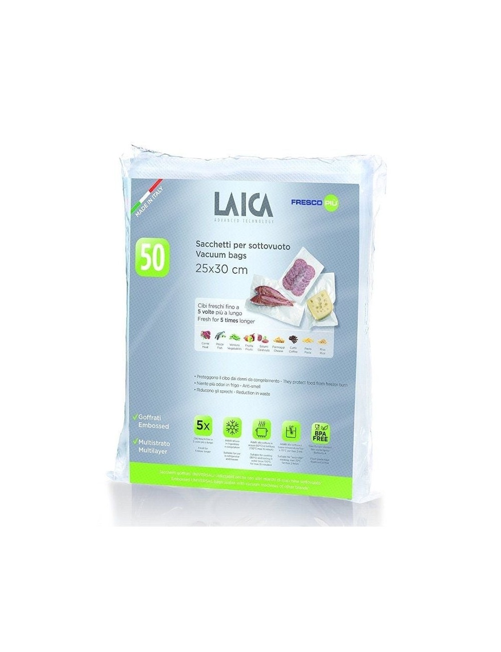 Bolsa para envasar al vacío Laica VT3510/ 25 x 30cm/ 50 bolsas