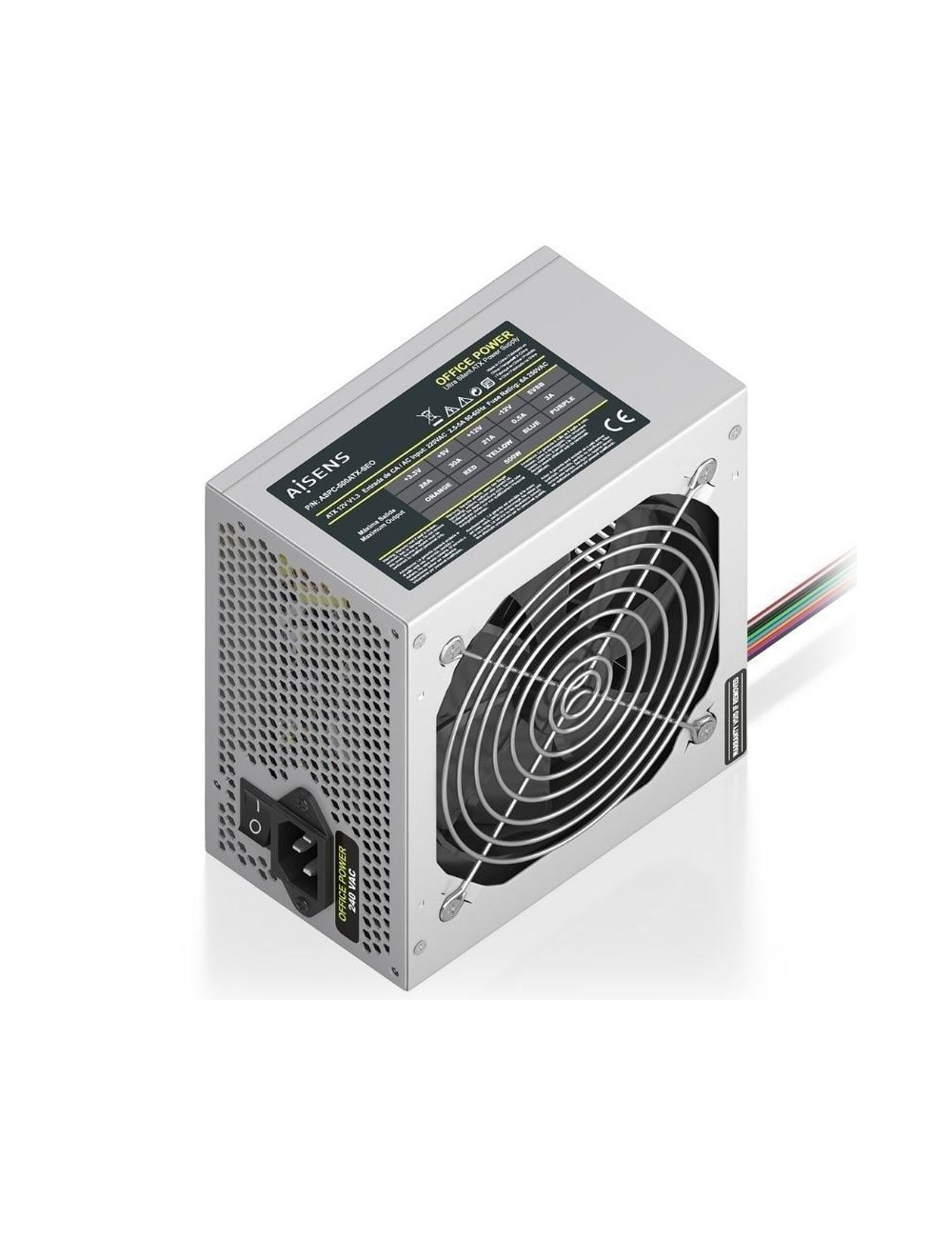 Fuente de Alimentación Aisens ASPC-500ATX-SEO/ 500W/ Ventilador 12cm
