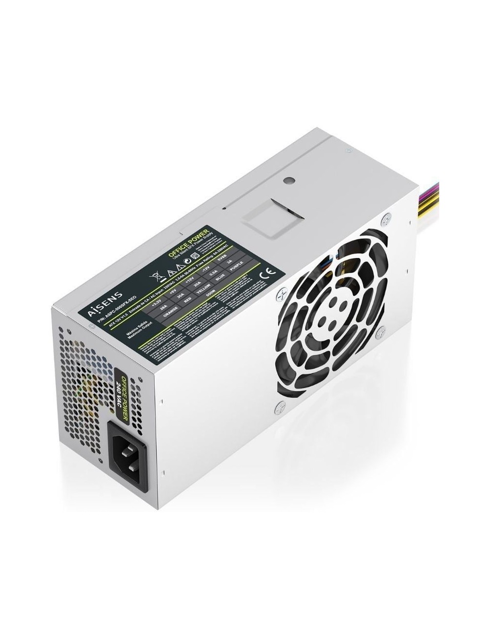 Fuente de Alimentación TFX Aisens ASPC-500TFX-SEO/ 500W/ Ventilador 8cm