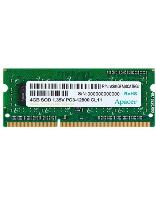 Memoria RAM Apacer DV.04G2K.KAM 4GB/ DDR3L/ 1600MHz/ 1.35V/ SODIMM
