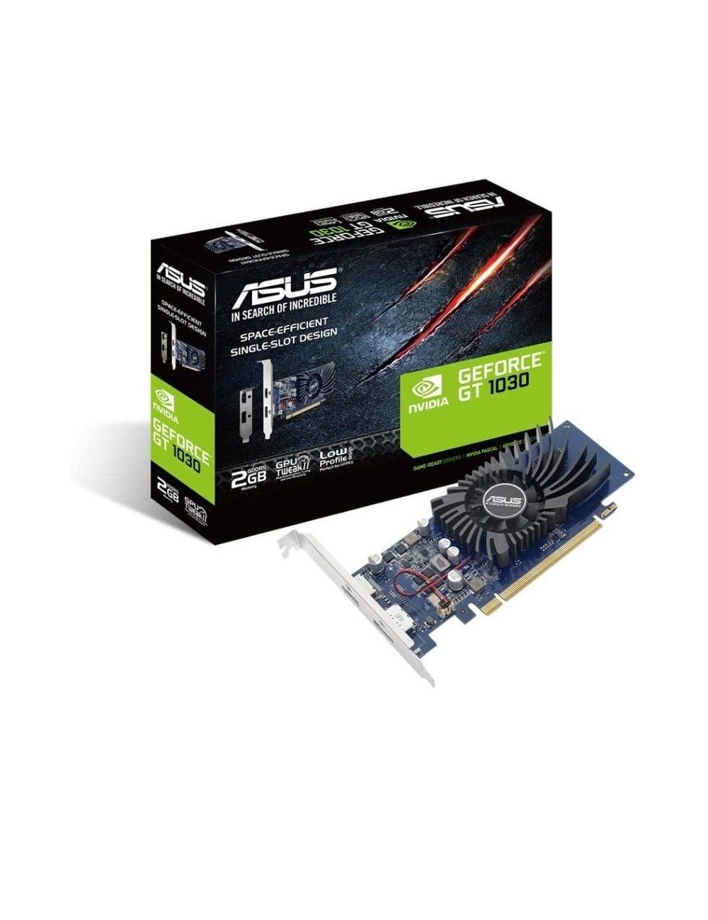 Tarjeta Gráfica Asus GeForce GT 1030/ 2GB GDDR5/ Compatible con Perfil Bajo