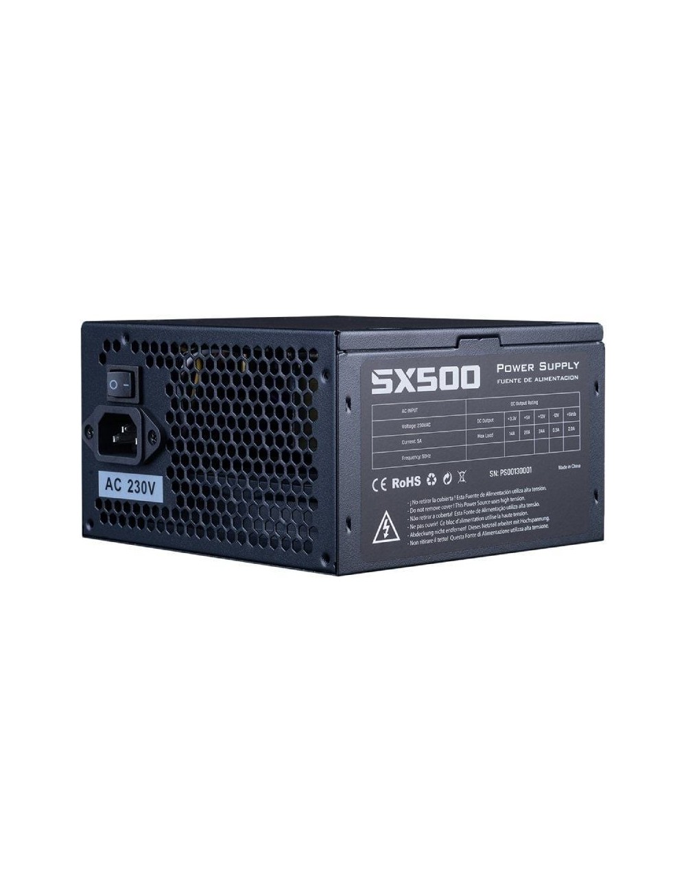 Fuente de Alimentación Hiditec SX 500 BULK/ 500W/ Ventilador 12cm/ Incluye cable de alimentación 1.5m