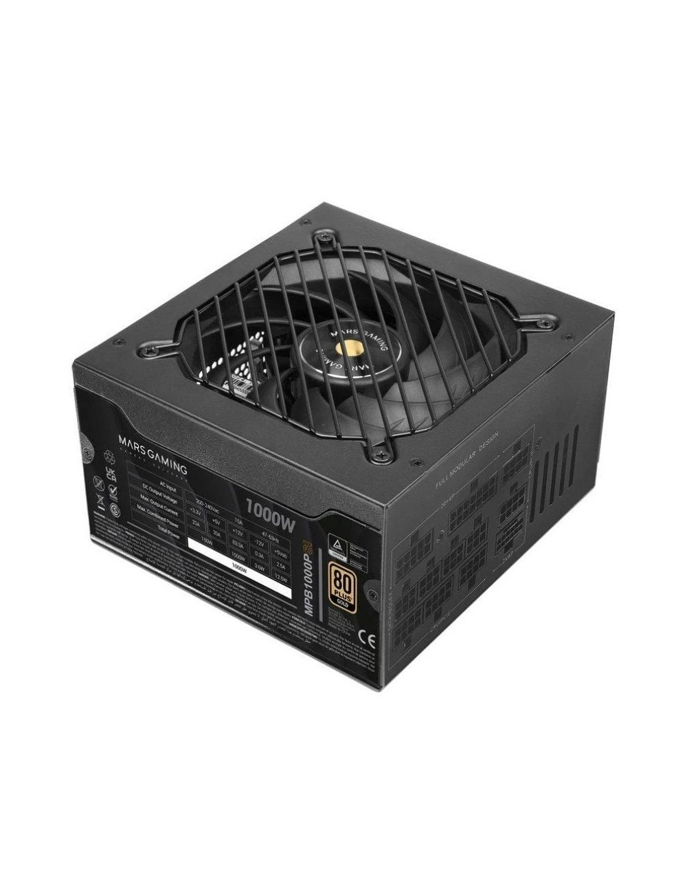 Fuente de Alimentación Mars Gaming MPB1000PSI/ 1000W/ Ventilador 14cm/ ATX 3.1/ PCIe 5.1/ 80 Plus Gold
