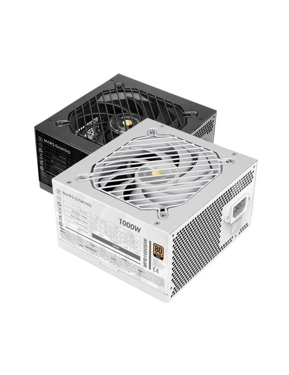Fuente de Alimentación Mars Gaming MPB1000SI/ 1000W/ Ventilador 12cm/ 80 Plus Gold/ Blanca
