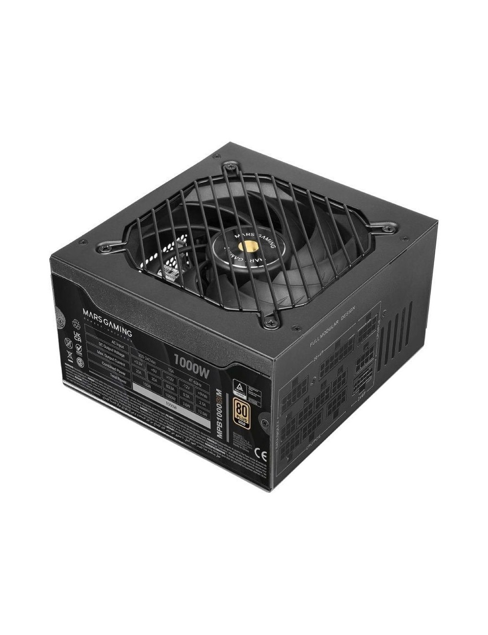 Fuente de Alimentación Mars Gaming MPB1000SIM/ 1000W/ Ventilador 14cm/ ATX 3.1/ PCIe 5.1/ 80 Plus Gold