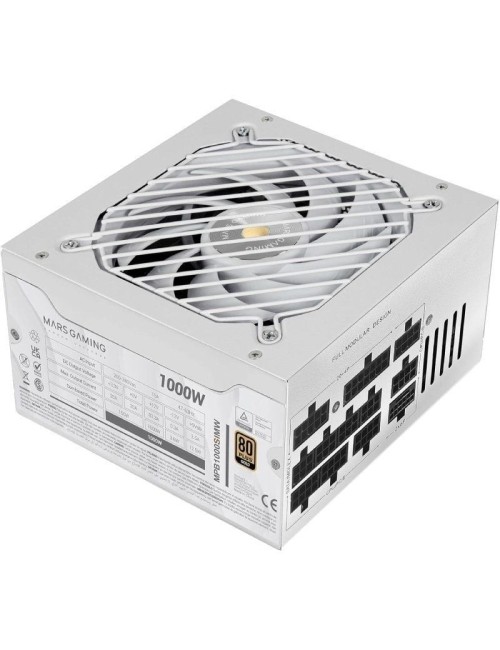 Fuente de Alimentación Mars Gaming MPB1000SIM/ 1000W/ Ventilador 14cm/ ATX 3.1/ PCIe 5.1/ 80 Plus Gold/ Blanca