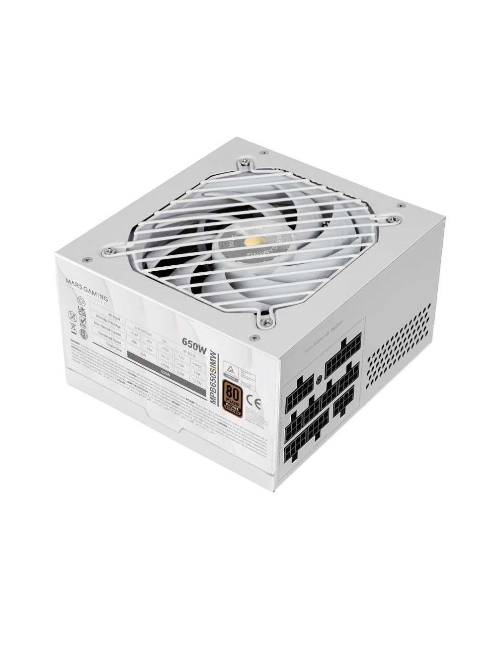 Fuente de Alimentación Mars Gaming MPB650SIM/ 650W/ Ventilador 12cm/ 80 Plus Bronze/ Blanca