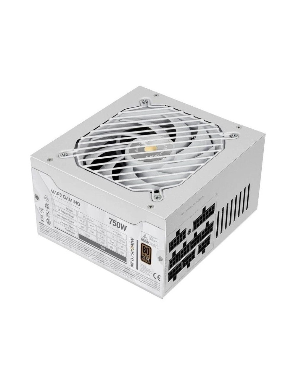 Fuente de Alimentación Mars Gaming MPB750SIM/ 750W/ Ventilador 14cm/ 80 Plus Bronze/ Blanca